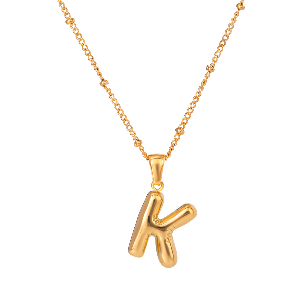 Goud / 1 stuk Eenvoudige casual stijl letter K-vorm roestvrij staal 18K verguld dames hanger ketting Afbeelding11